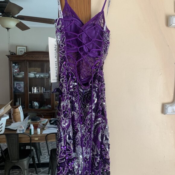 Rachel Allan Purple and Silver Embroidered Dress - Picture 8 of 8